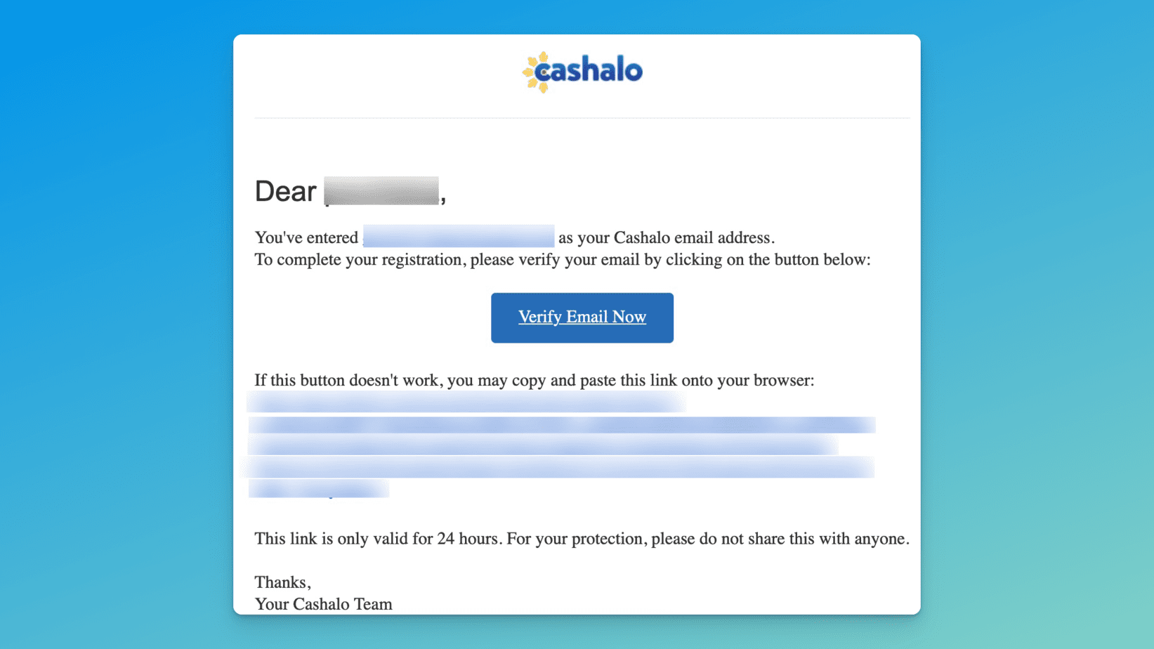 Cashalo Email Verification