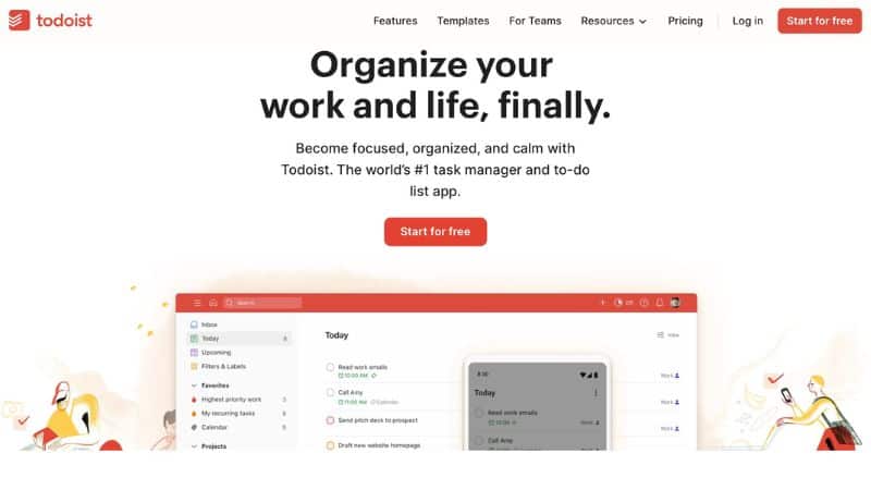 Todoist Front Page