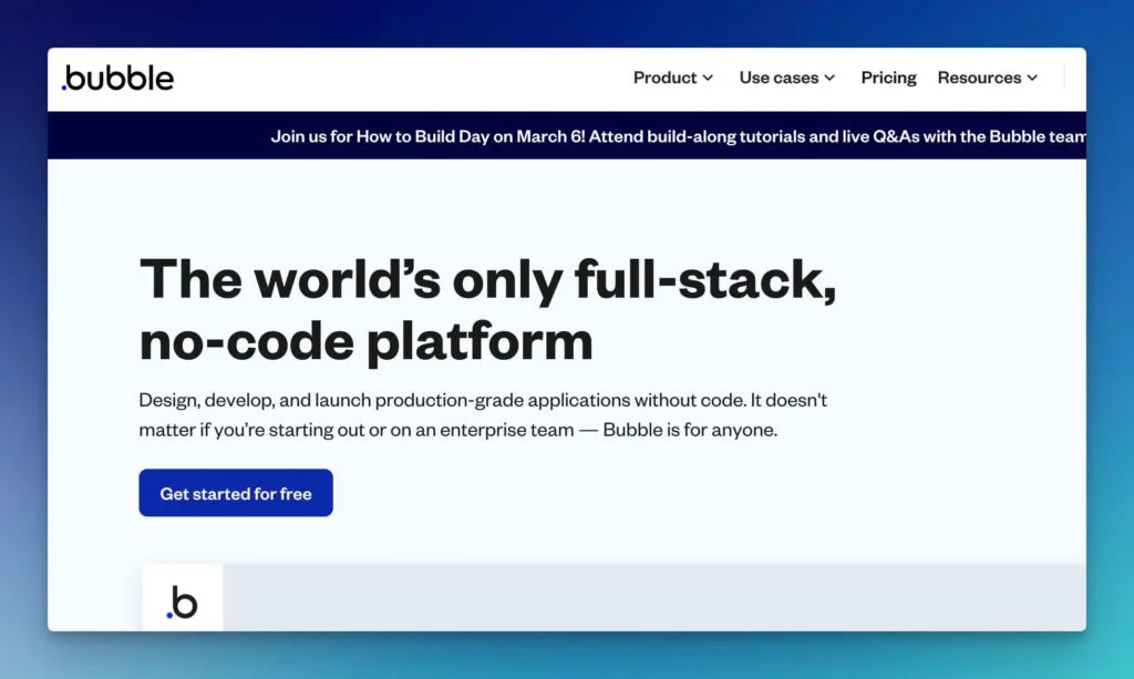 Bubble website