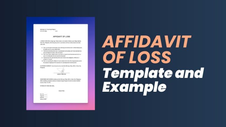 Affidavit of Loss Template and Example in the Philippines