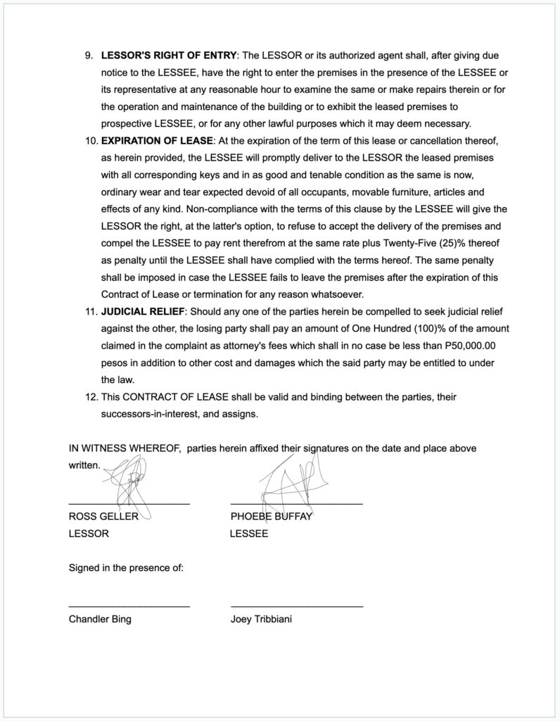 Contract of Lease sample (page 3)