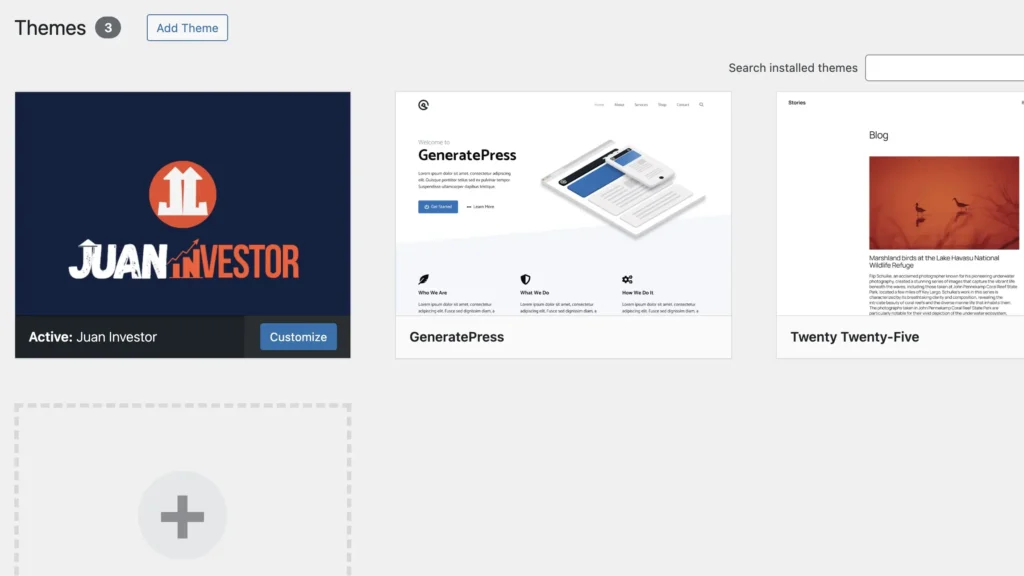 WordPress themes used by Juan Investor