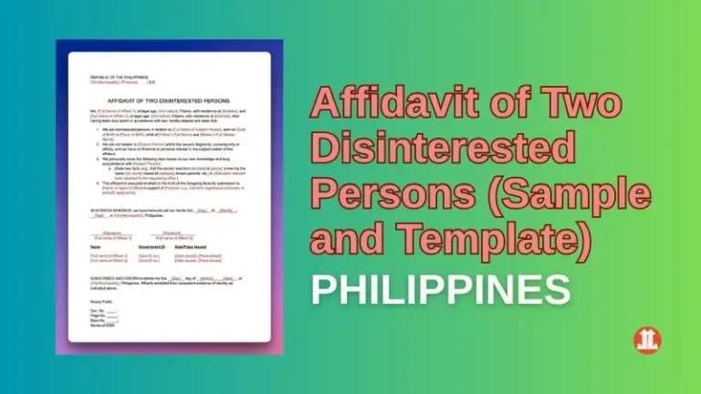 Affidavit of Two Disinterested Persons (Philippines) Sample and Template